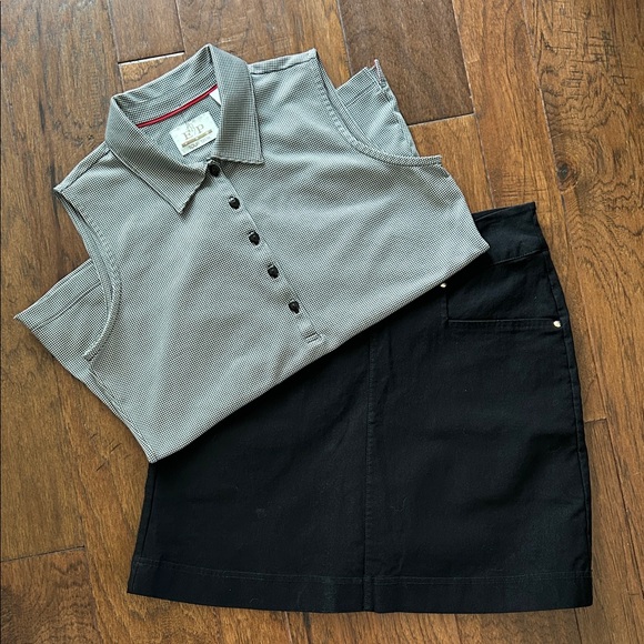 Nancy Lopez Pants - Golf Skort (4) and Sleeveless Polo (M) Black and White Lopez EP PRO